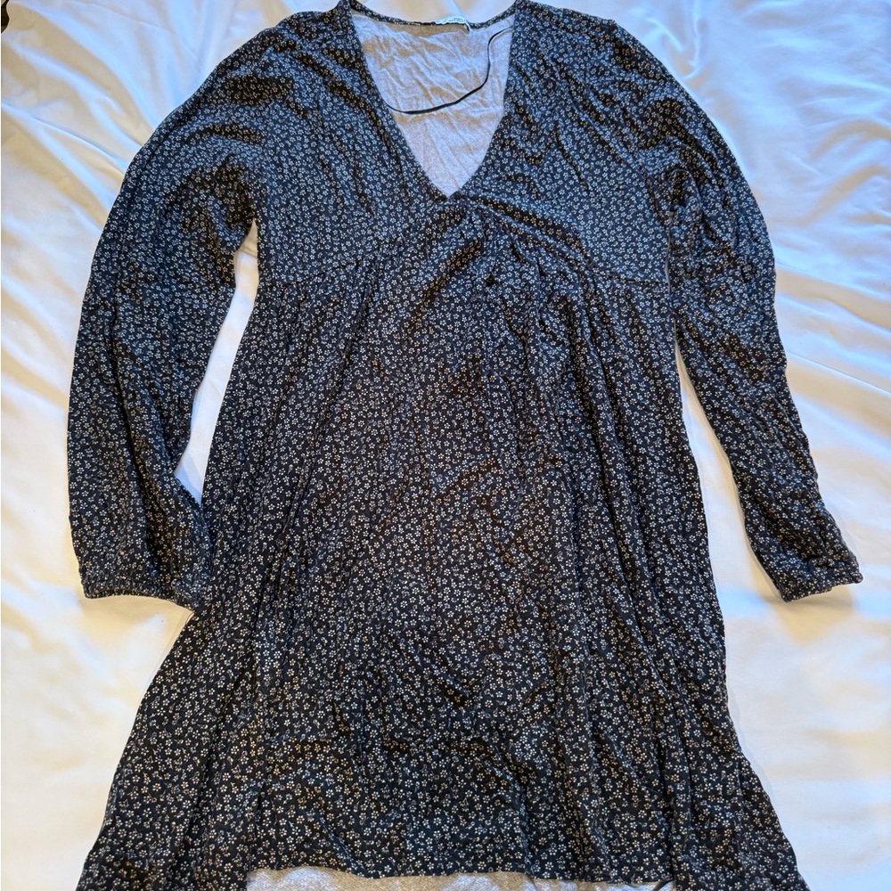 Flowy Black Floral Dress